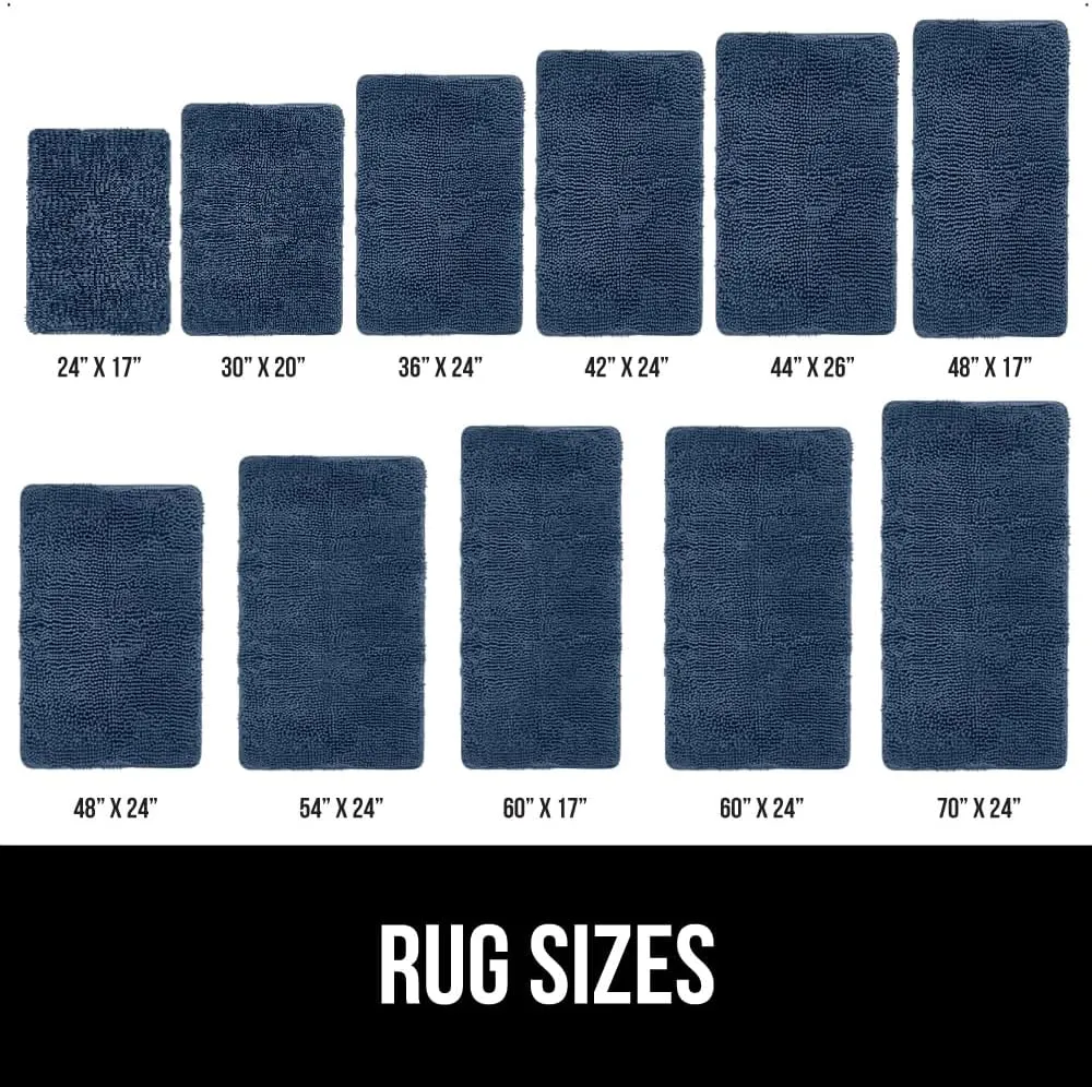 GORILLA GRIP Bath Rug Mat 42x24, Thick Soft Absorbent Chenille, Quick Dry Microfiber Mats, Rubber Backing Machine Washable Shower Floor Rugs, Bathmat Runner, Bathroom Home Decor Accessories, Navy Blue