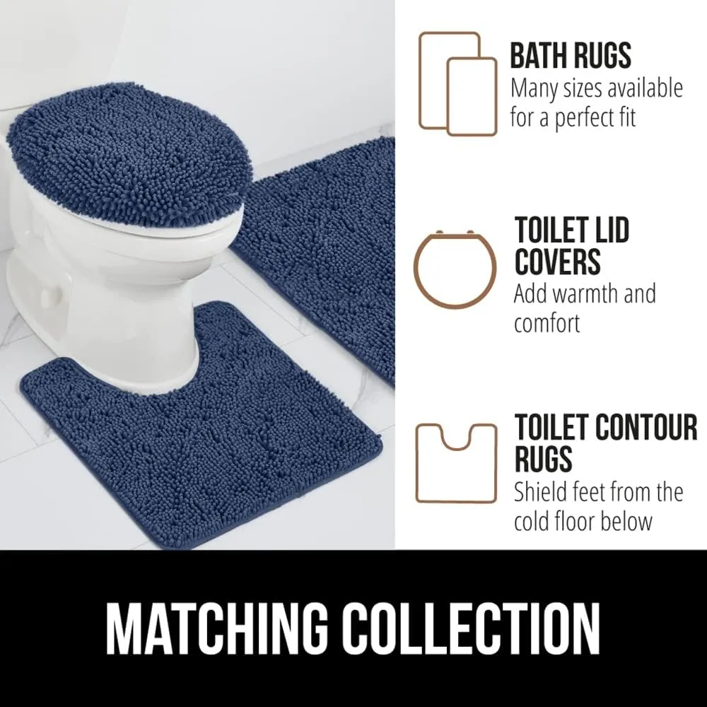 GORILLA GRIP Bath Rug Mat 42x24, Thick Soft Absorbent Chenille, Quick Dry Microfiber Mats, Rubber Backing Machine Washable Shower Floor Rugs, Bathmat Runner, Bathroom Home Decor Accessories, Navy Blue