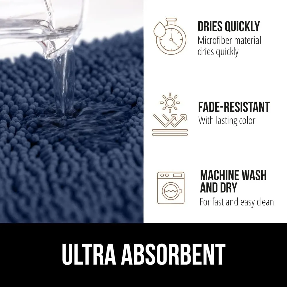 GORILLA GRIP Bath Rug Mat 42x24, Thick Soft Absorbent Chenille, Quick Dry Microfiber Mats, Rubber Backing Machine Washable Shower Floor Rugs, Bathmat Runner, Bathroom Home Decor Accessories, Navy Blue