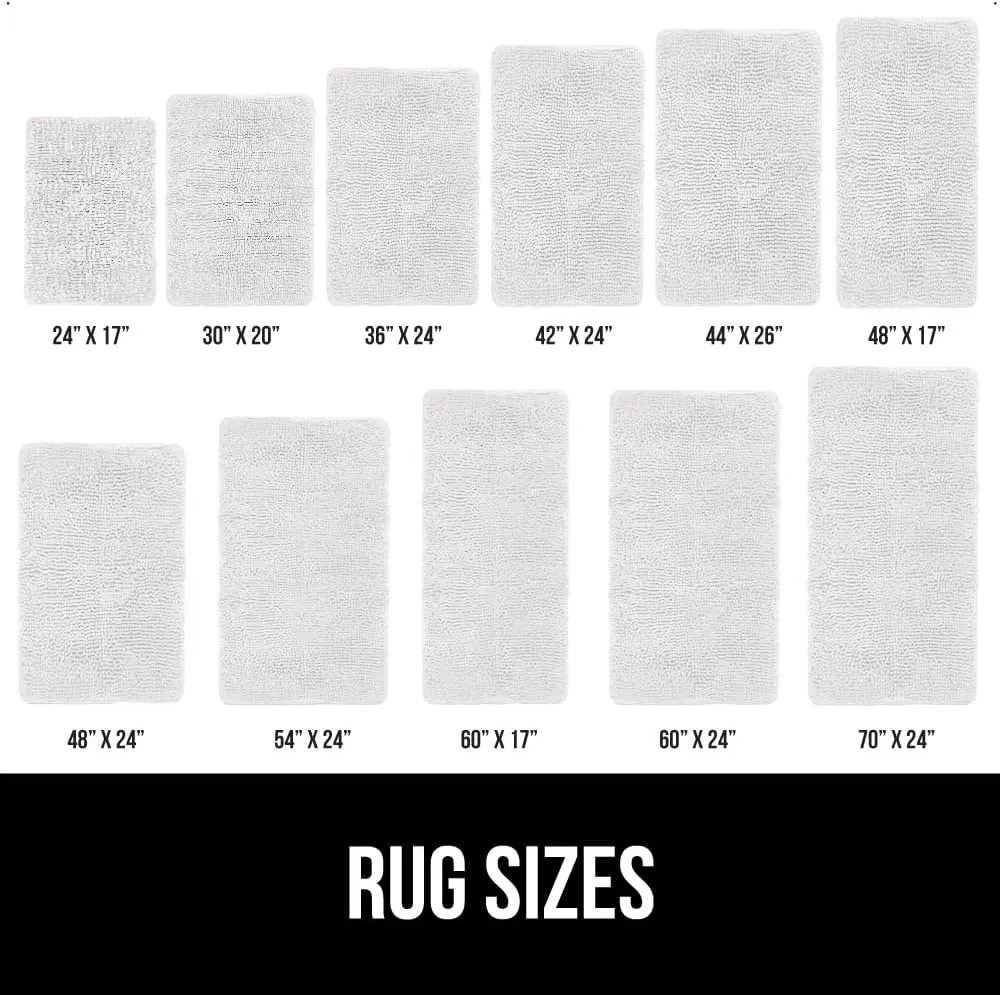 GORILLA GRIP Bath Rug Mat 42x24, Thick Soft Absorbent Chenille, Quick Dry Microfiber Mats, Rubber Backing Machine Washable Shower Floor Rugs, Bathmat Runner, Bathroom Home Decor Accessories, White