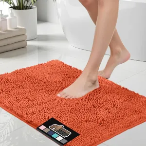 GORILLA GRIP Bath Rug Mat, Thick Soft Absorbent Chenille, Quick Dry Microfiber Mats, Rubber Backing Machine Washable Shower Floor Rugs, Bathmat Runner, Bathroom Home Decor Accessories, 24x17, Coral