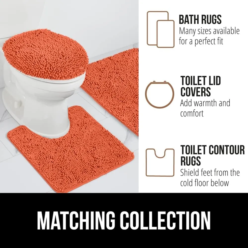 GORILLA GRIP Bath Rug Mat, Thick Soft Absorbent Chenille, Quick Dry Microfiber Mats, Rubber Backing Machine Washable Shower Floor Rugs, Bathmat Runner, Bathroom Home Decor Accessories, 24x17, Coral