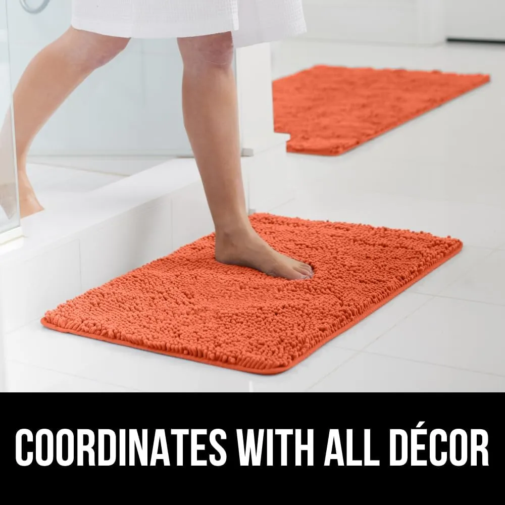 GORILLA GRIP Bath Rug Mat, Thick Soft Absorbent Chenille, Quick Dry Microfiber Mats, Rubber Backing Machine Washable Shower Floor Rugs, Bathmat Runner, Bathroom Home Decor Accessories, 24x17, Coral