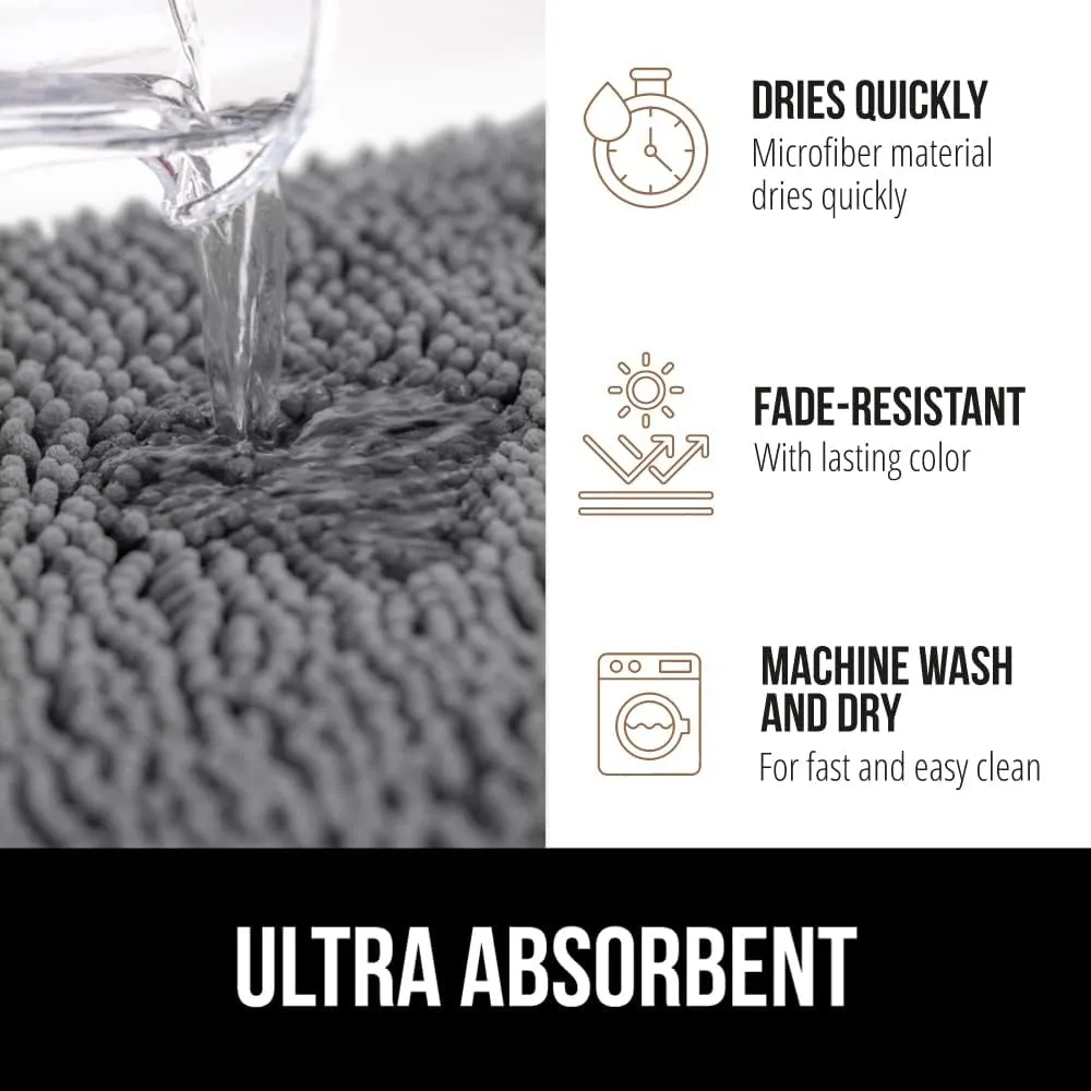 GORILLA GRIP Bath Rug Mat, Thick Soft Absorbent Chenille, Quick Dry Microfiber Mats, Rubber Backing Machine Washable Shower Floor Rugs, Bathmat Runner, Bathroom Home Decor Accessories, 30x18, Gray