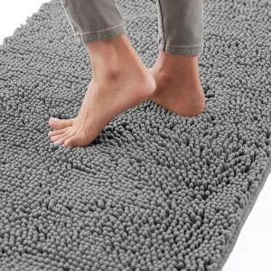 GORILLA GRIP Bath Rug Mat, Thick Soft Absorbent Chenille, Quick Dry Microfiber Mats, Rubber Backing Machine Washable Shower Floor Rugs, Bathmat Runner, Bathroom Home Decor Accessories, 30x18, Gray