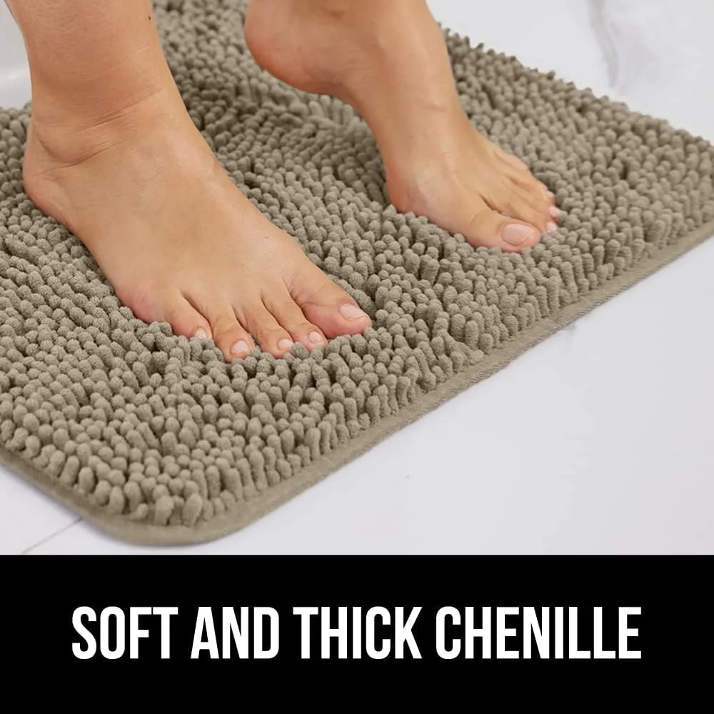 GORILLA GRIP Bathroom Rug Sets, Soft Chenille 2 Piece Area Rugs Set, Toilet Base Mat and 30x20 Carpet, Absorbent Microfiber Washable Mats Dry Quickly, Home Décor and Bath Room Accessories, Beige