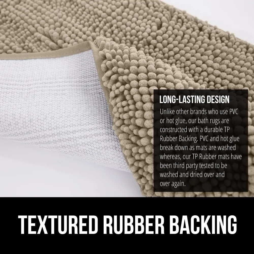 GORILLA GRIP Bathroom Rug Sets, Soft Chenille 2 Piece Area Rugs Set, Toilet Base Mat and 30x20 Carpet, Absorbent Microfiber Washable Mats Dry Quickly, Home Décor and Bath Room Accessories, Beige