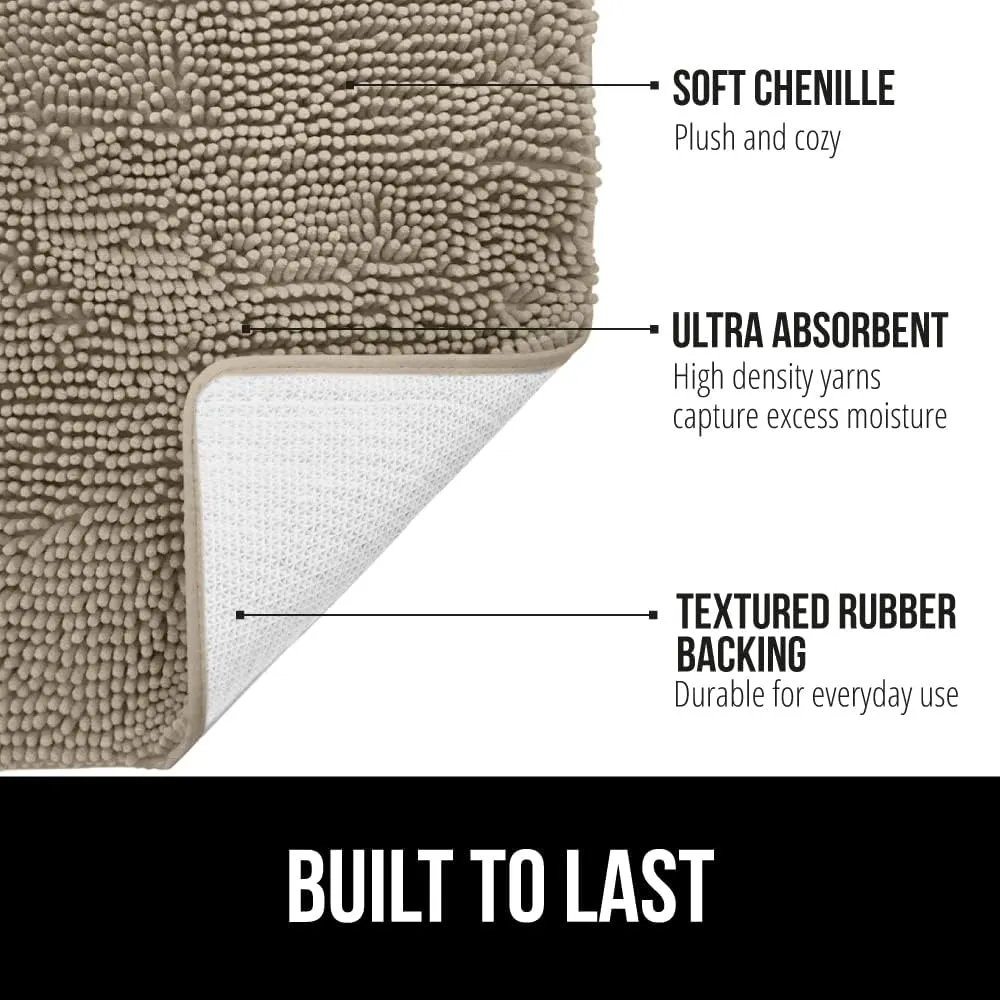 GORILLA GRIP Bathroom Rug Sets, Soft Chenille 2 Piece Area Rugs Set, Toilet Base Mat and 30x20 Carpet, Absorbent Microfiber Washable Mats Dry Quickly, Home Décor and Bath Room Accessories, Beige