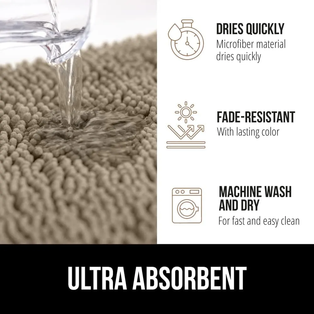 GORILLA GRIP Bathroom Rug Sets, Soft Chenille 2 Piece Area Rugs Set, Toilet Base Mat and 30x20 Carpet, Absorbent Microfiber Washable Mats Dry Quickly, Home Décor and Bath Room Accessories, Beige