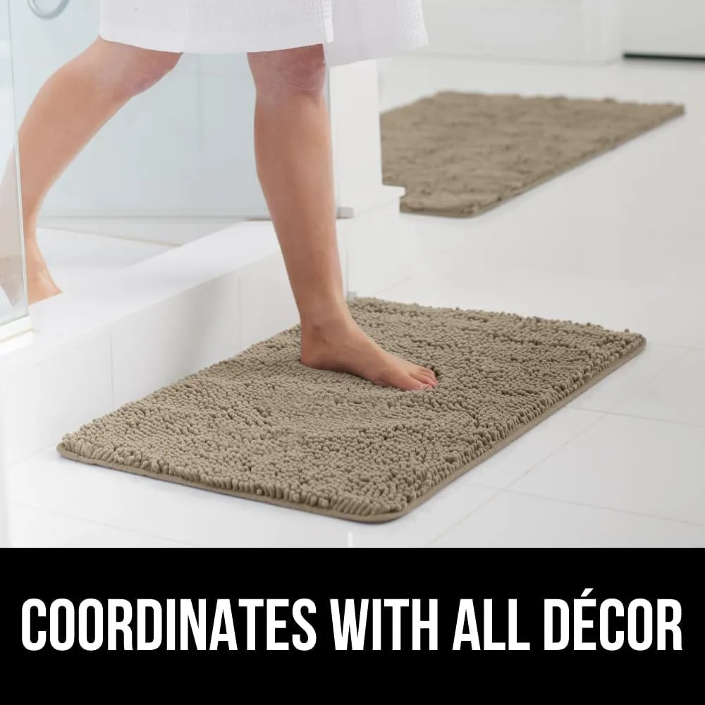 GORILLA GRIP Bathroom Rug Sets, Soft Chenille 2 Piece Area Rugs Set, Toilet Base Mat and 30x20 Carpet, Absorbent Microfiber Washable Mats Dry Quickly, Home Décor and Bath Room Accessories, Beige