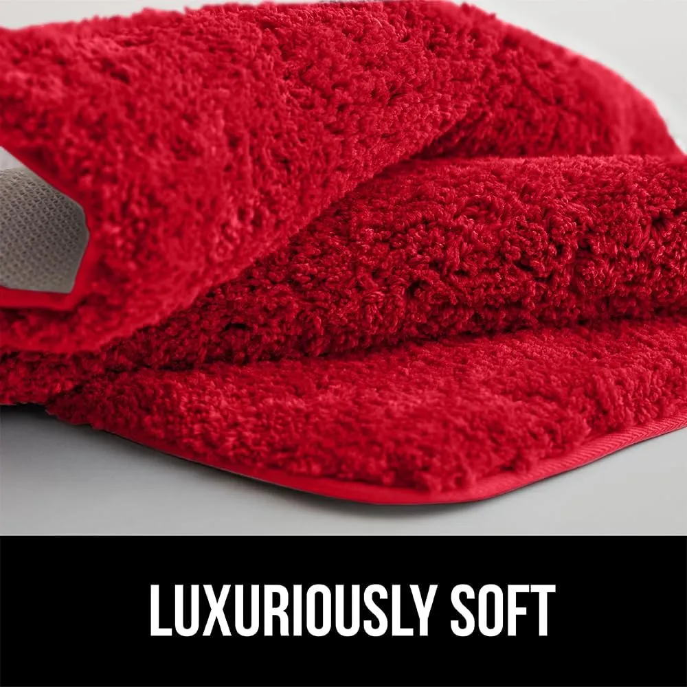 GORILLA GRIP Premium Luxury Bath Rug, 42x24, Absorbent, Soft, Thick Shag, Plush Bathroom Mat Rugs, Machine Washable, Microfiber Quick Dry, Mats for Shower, Bathtub and Floor Accessories, Red