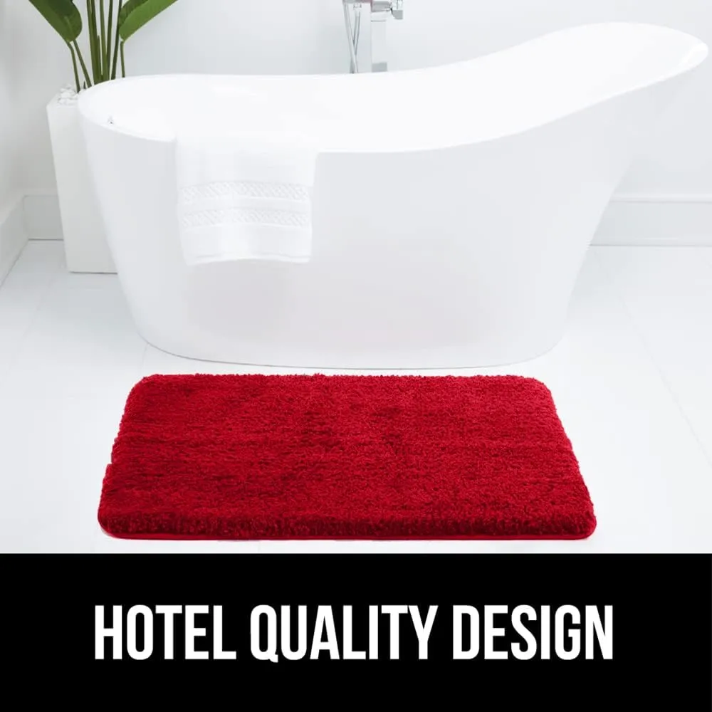 GORILLA GRIP Premium Luxury Bath Rug, 42x24, Absorbent, Soft, Thick Shag, Plush Bathroom Mat Rugs, Machine Washable, Microfiber Quick Dry, Mats for Shower, Bathtub and Floor Accessories, Red