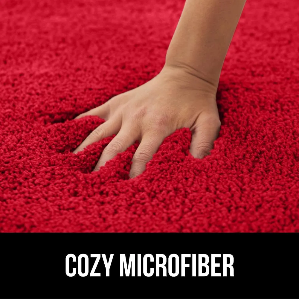 GORILLA GRIP Premium Luxury Bath Rug, 42x24, Absorbent, Soft, Thick Shag, Plush Bathroom Mat Rugs, Machine Washable, Microfiber Quick Dry, Mats for Shower, Bathtub and Floor Accessories, Red