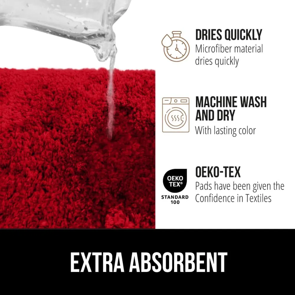 GORILLA GRIP Premium Luxury Bath Rug, 42x24, Absorbent, Soft, Thick Shag, Plush Bathroom Mat Rugs, Machine Washable, Microfiber Quick Dry, Mats for Shower, Bathtub and Floor Accessories, Red