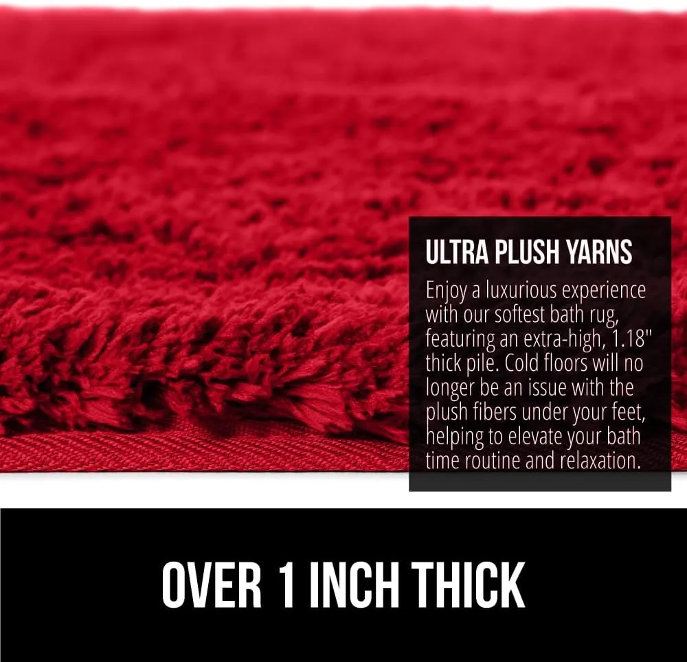 GORILLA GRIP Premium Luxury Bath Rug, 42x24, Absorbent, Soft, Thick Shag, Plush Bathroom Mat Rugs, Machine Washable, Microfiber Quick Dry, Mats for Shower, Bathtub and Floor Accessories, Red