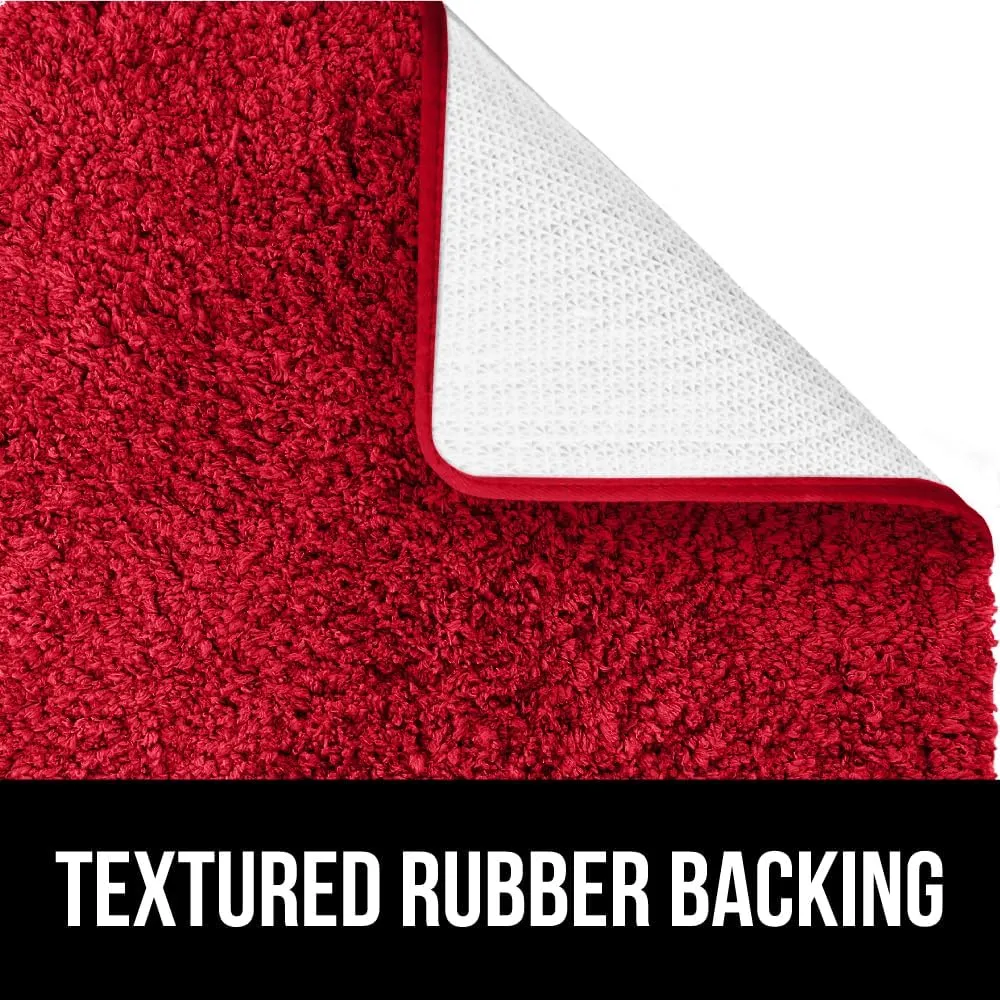 GORILLA GRIP Premium Luxury Bath Rug, 42x24, Absorbent, Soft, Thick Shag, Plush Bathroom Mat Rugs, Machine Washable, Microfiber Quick Dry, Mats for Shower, Bathtub and Floor Accessories, Red
