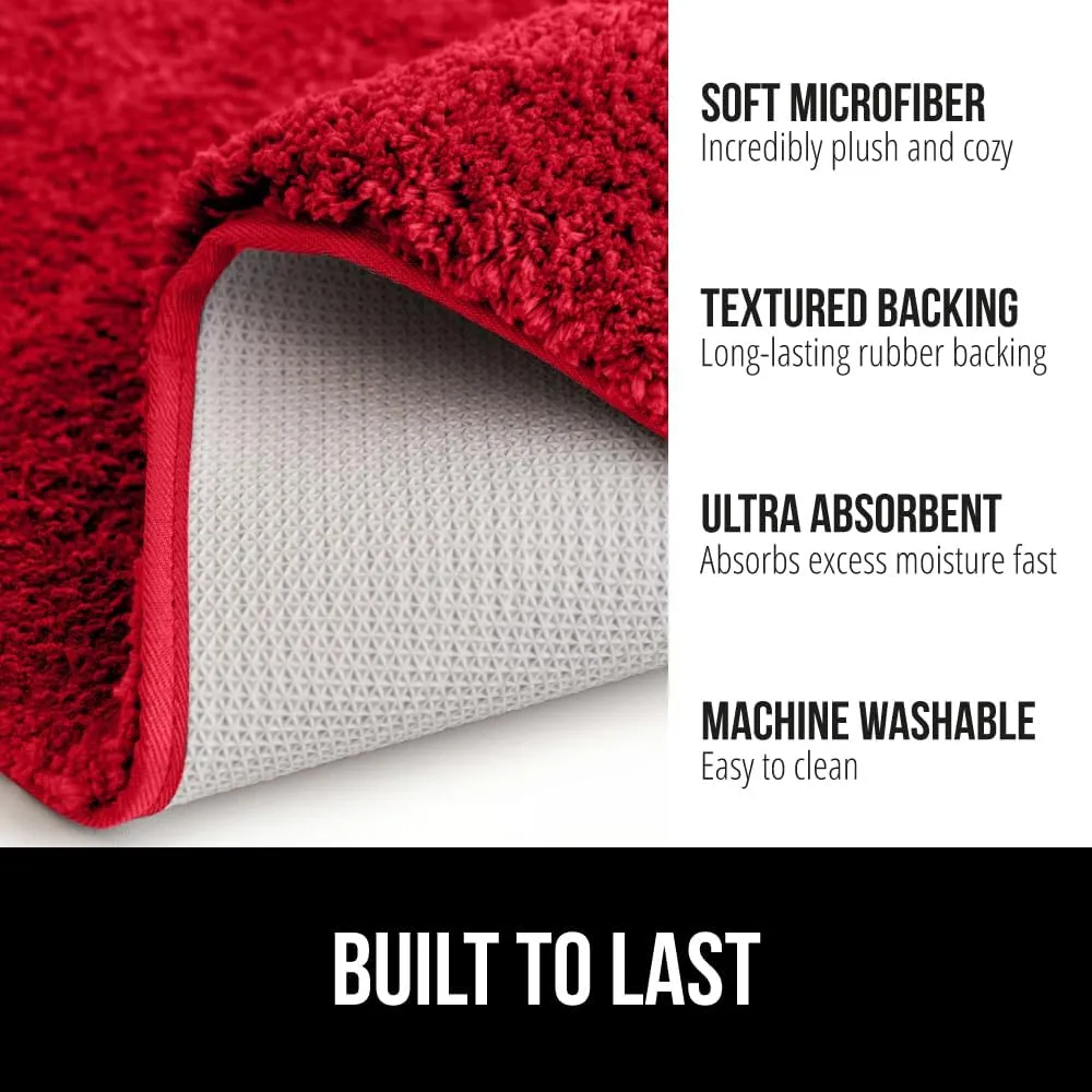 GORILLA GRIP Premium Luxury Bath Rug, 42x24, Absorbent, Soft, Thick Shag, Plush Bathroom Mat Rugs, Machine Washable, Microfiber Quick Dry, Mats for Shower, Bathtub and Floor Accessories, Red