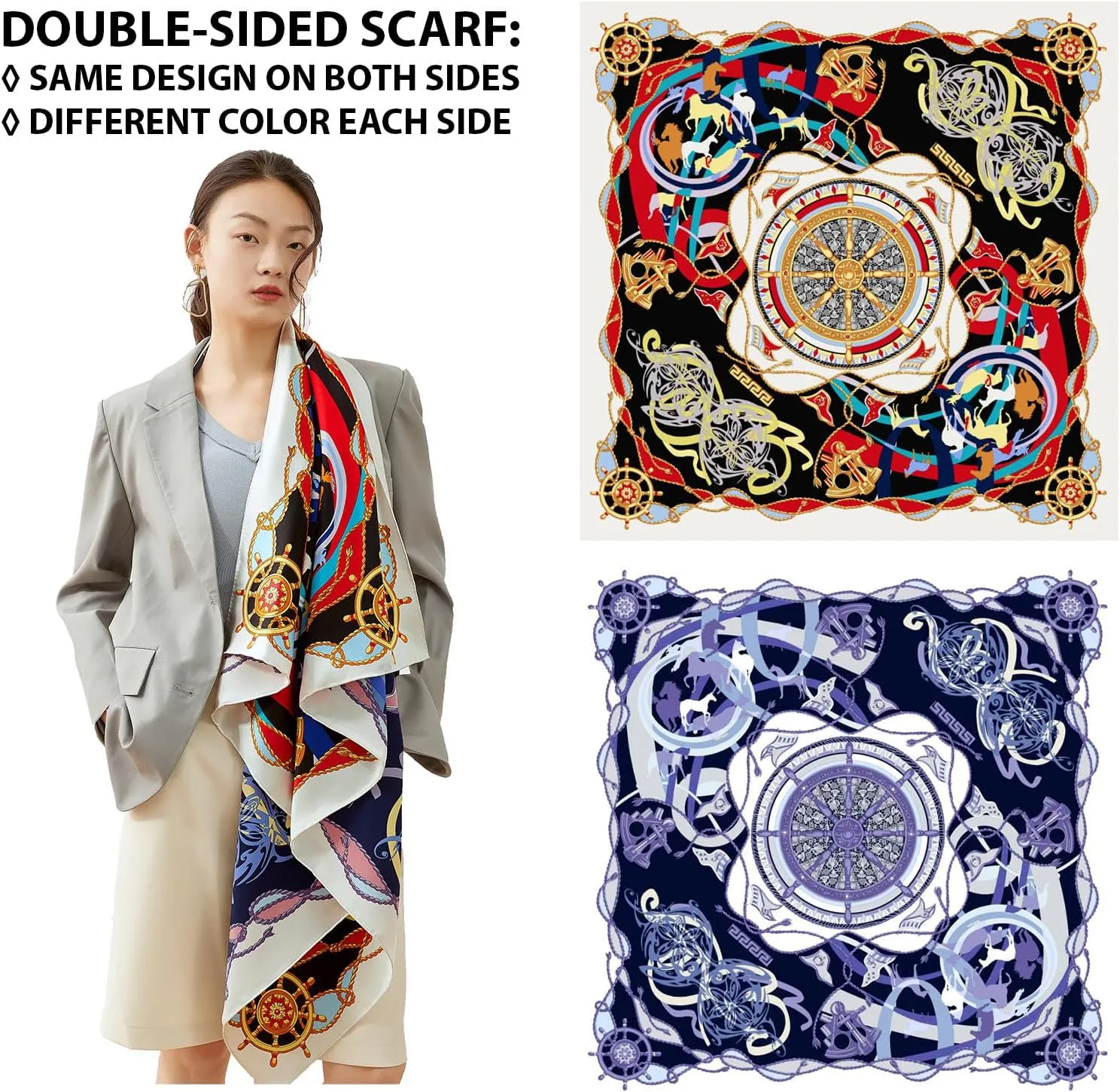 Grace Scarves 100% Silk Scarves, Extra-Large and XX-Large