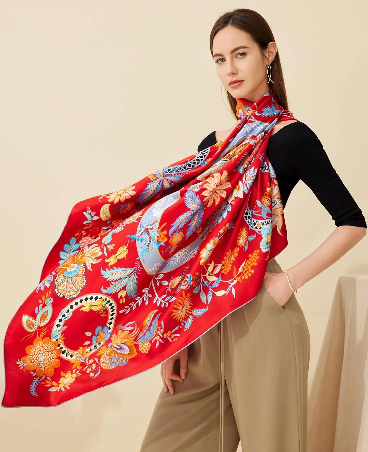 Grace Scarves 100% Silk Scarves, Extra-Large and XX-Large