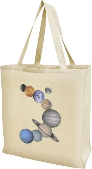 GRAPHICS & MORE Solar System Planets Mercury Venus Mars Earth Moon Jupiter Saturn Uranus Neptune Grocery Travel Reusable Tote Bag