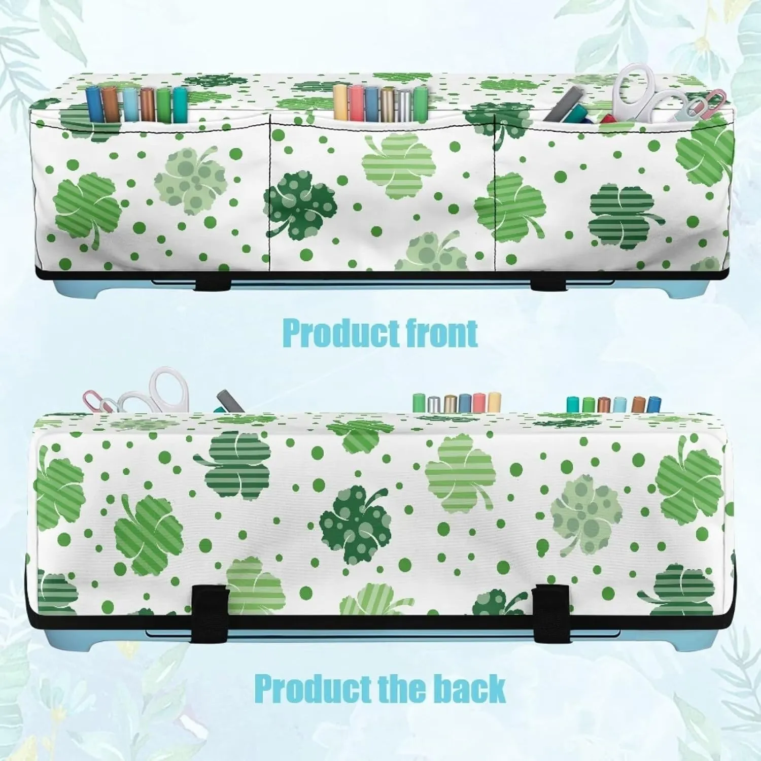 Green Leaf Carrying Case Cover Dust Cover Stain Resistant Organization and Storage Bags St. Patrick's Day Scrapbooking Die-cut Machine Covers with Pockets
