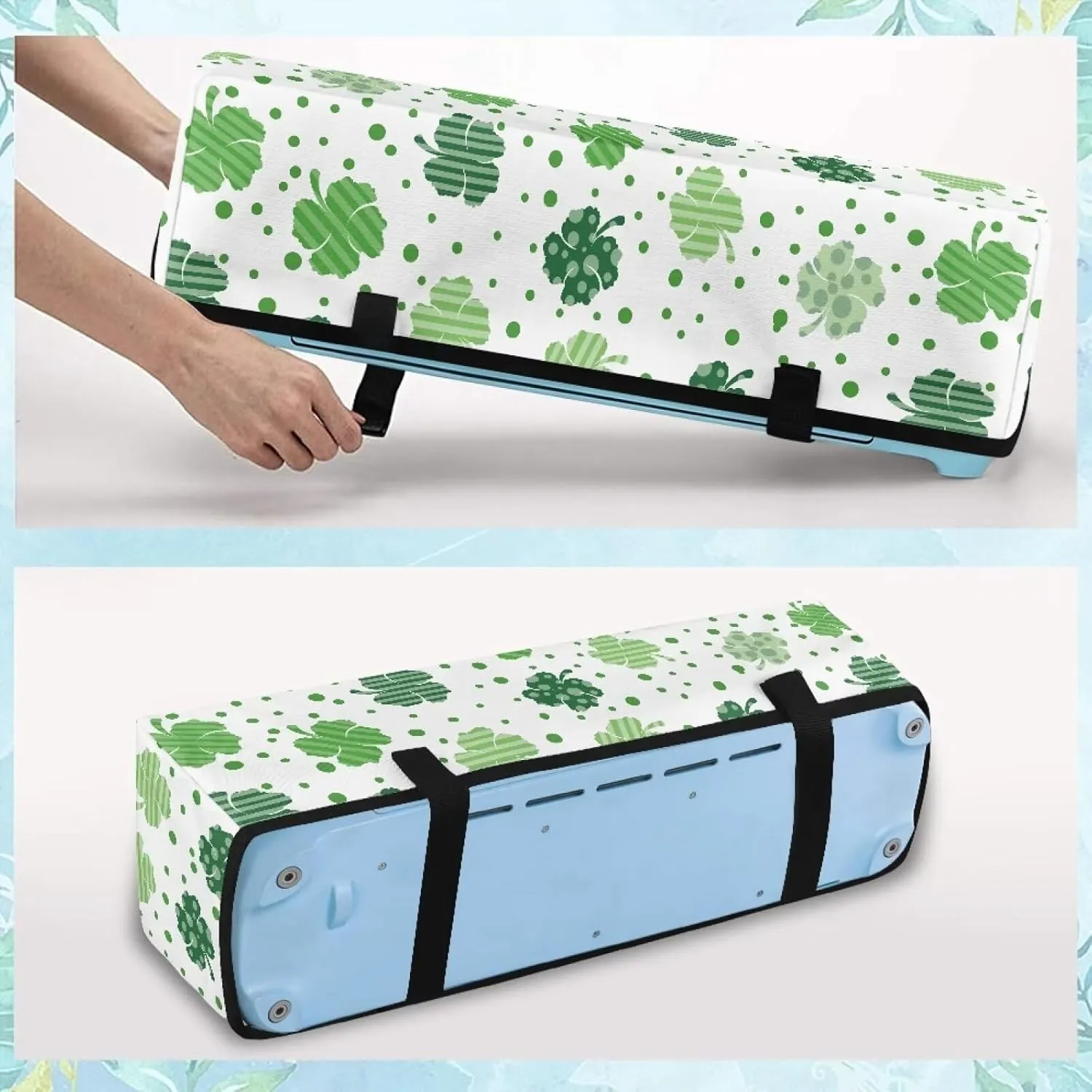 Green Leaf Carrying Case Cover Dust Cover Stain Resistant Organization and Storage Bags St. Patrick's Day Scrapbooking Die-cut Machine Covers with Pockets