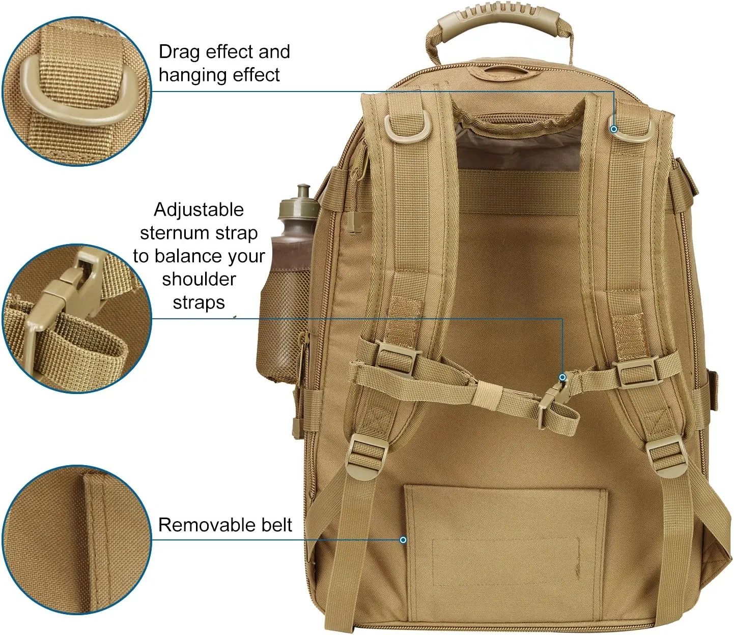Greencity 3 Day Tactical Backpack Large Capacity Army Molle Bag Expandable Hiking Camping Hunting