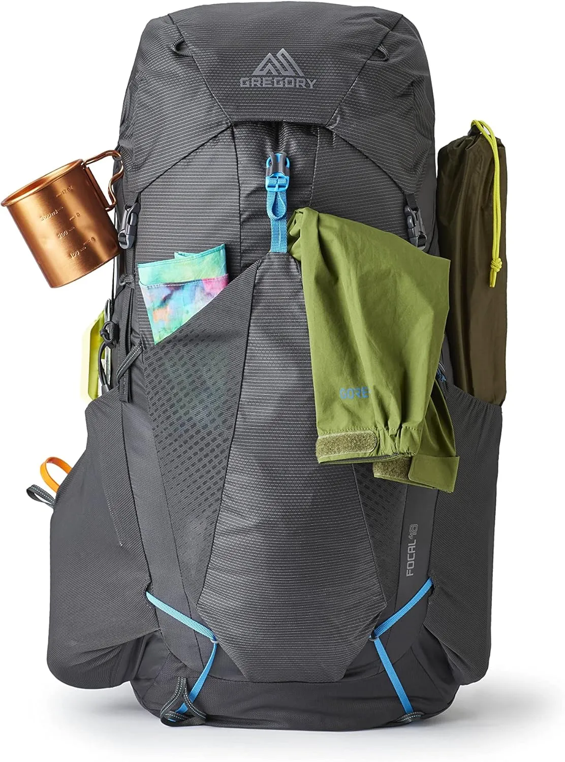 Gregory Focal 48L Unisex Ultralight Backpacking Pack with Freefloat Suspension, Aluminum Frame, Ventilated Backpanel, Medium, Ozone Black