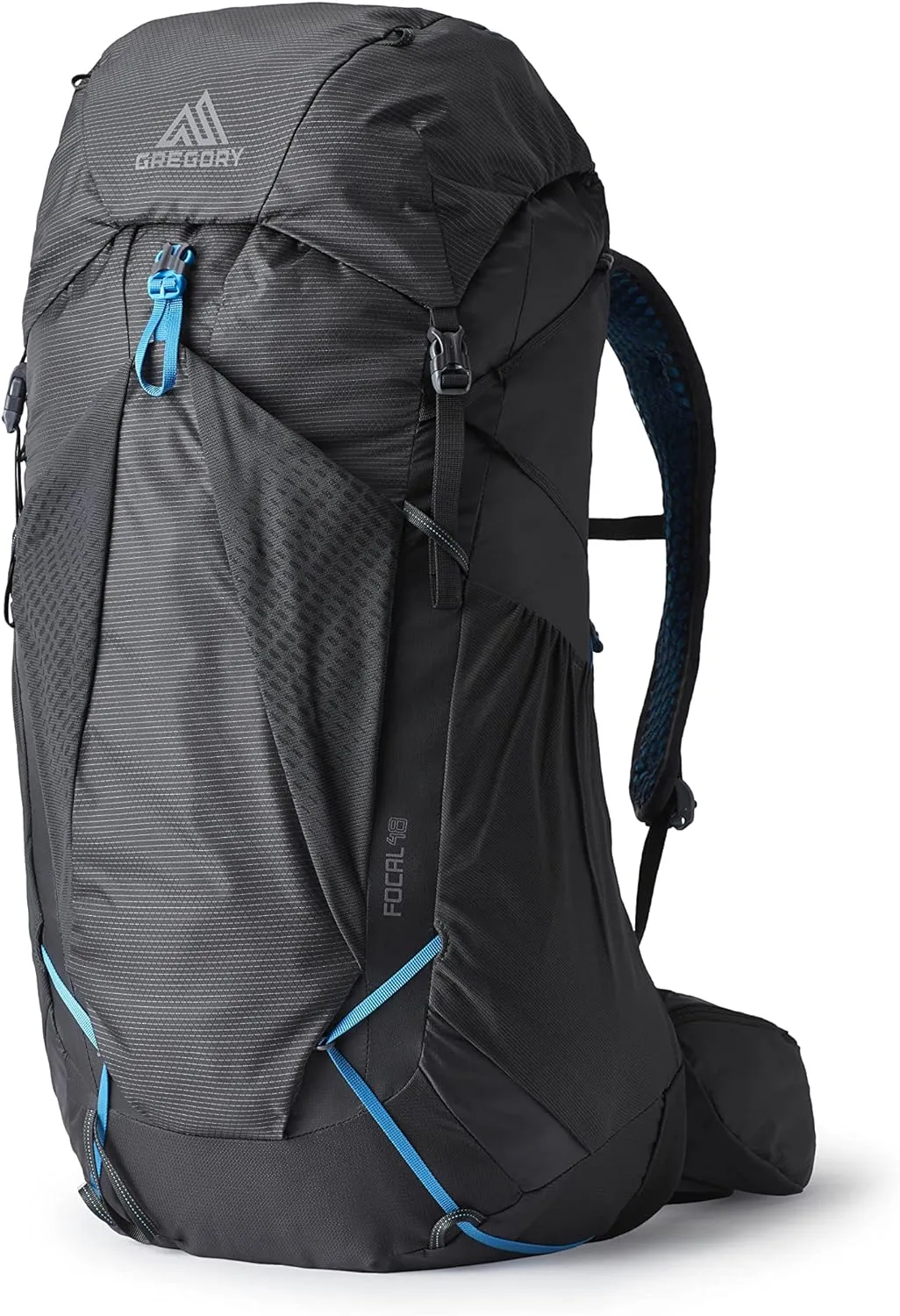 Gregory Focal 48L Unisex Ultralight Backpacking Pack with Freefloat Suspension, Aluminum Frame, Ventilated Backpanel, Medium, Ozone Black