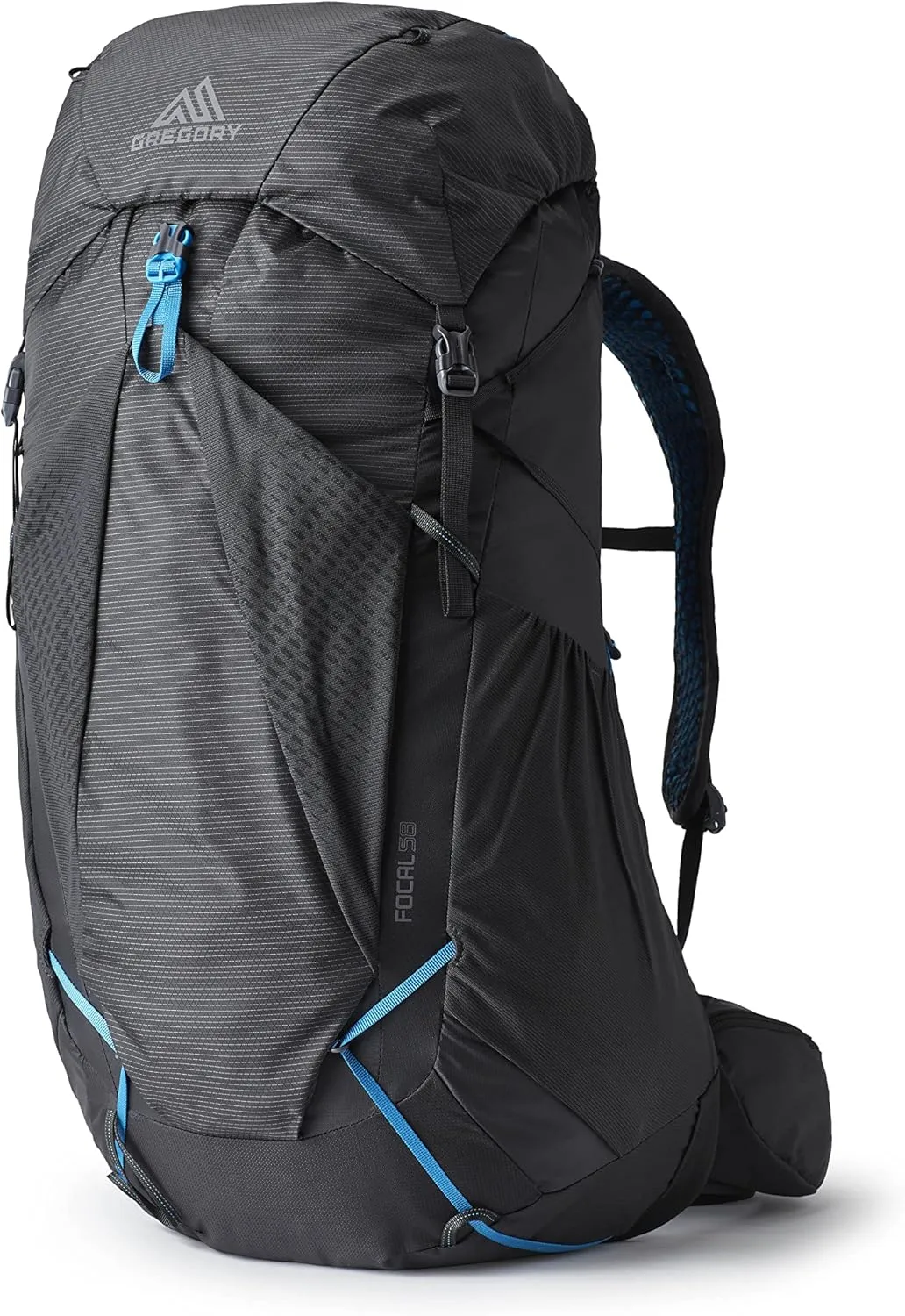 Gregory Focal 58L Unisex Ultralight Backpacking Pack with Freefloat Suspension, Aluminum Frame, Ventilated Backpanel, Medium, Ozone Black