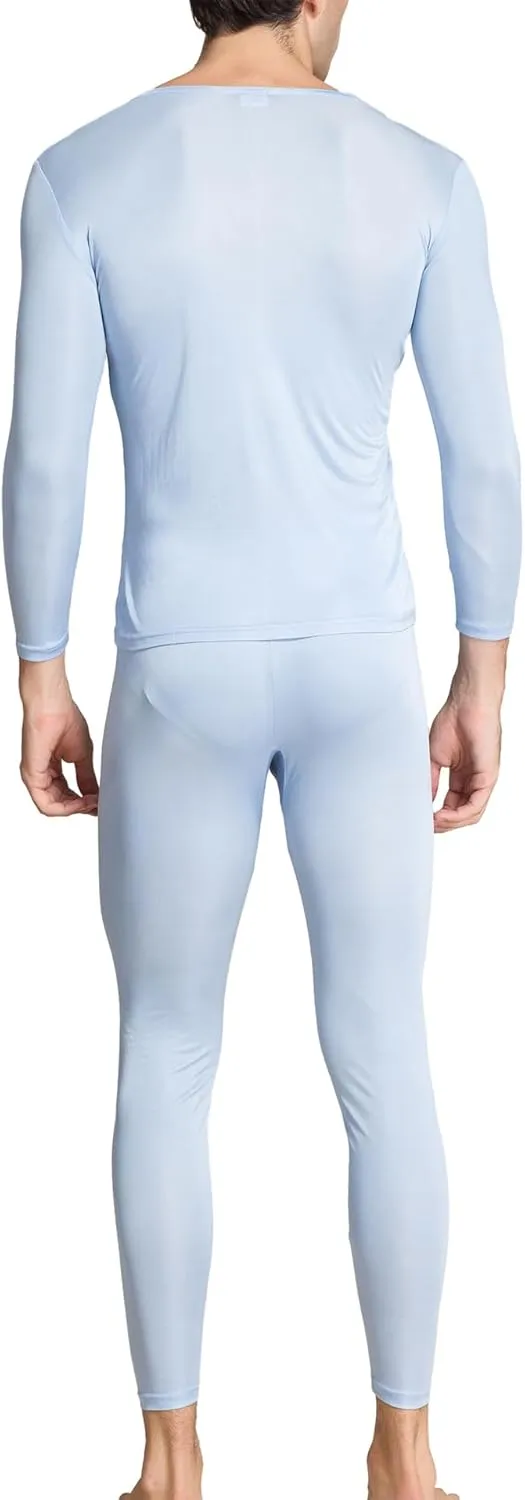 Grenasasilk Men's Silk Long Johns Mulberry Silk Long Underwear V-Neck Breathable Thermal Underwear Sets & Undergarments