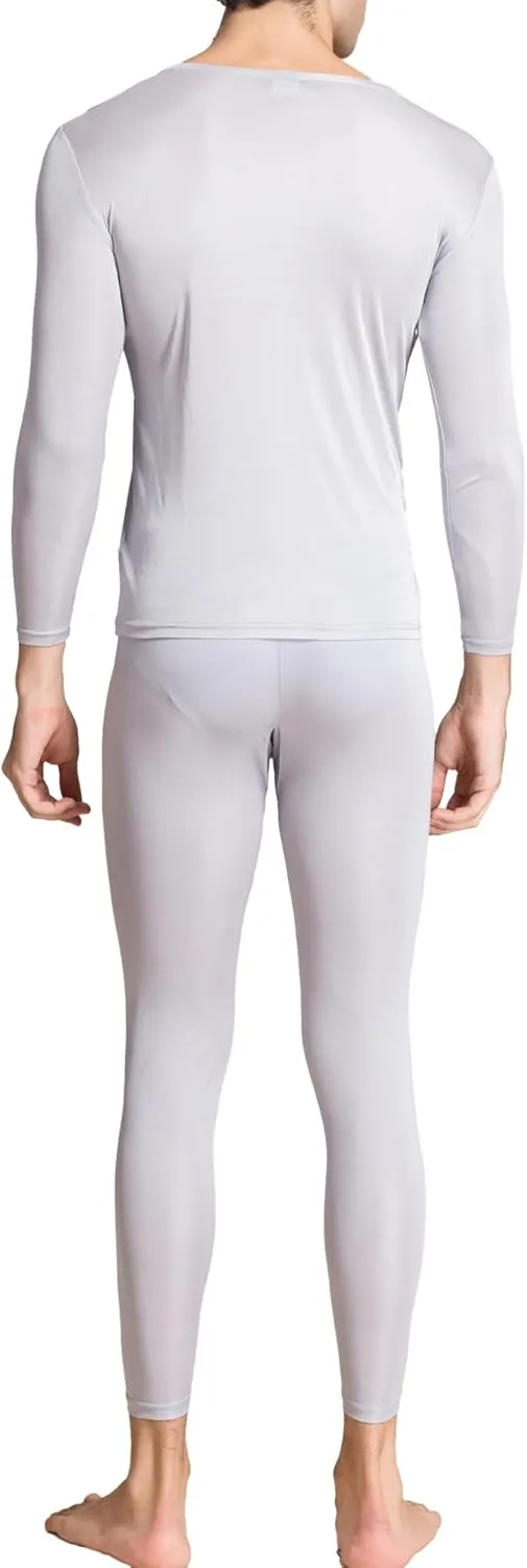 Grenasasilk Men's Silk Long Johns Mulberry Silk Long Underwear V-Neck Breathable Thermal Underwear Sets & Undergarments