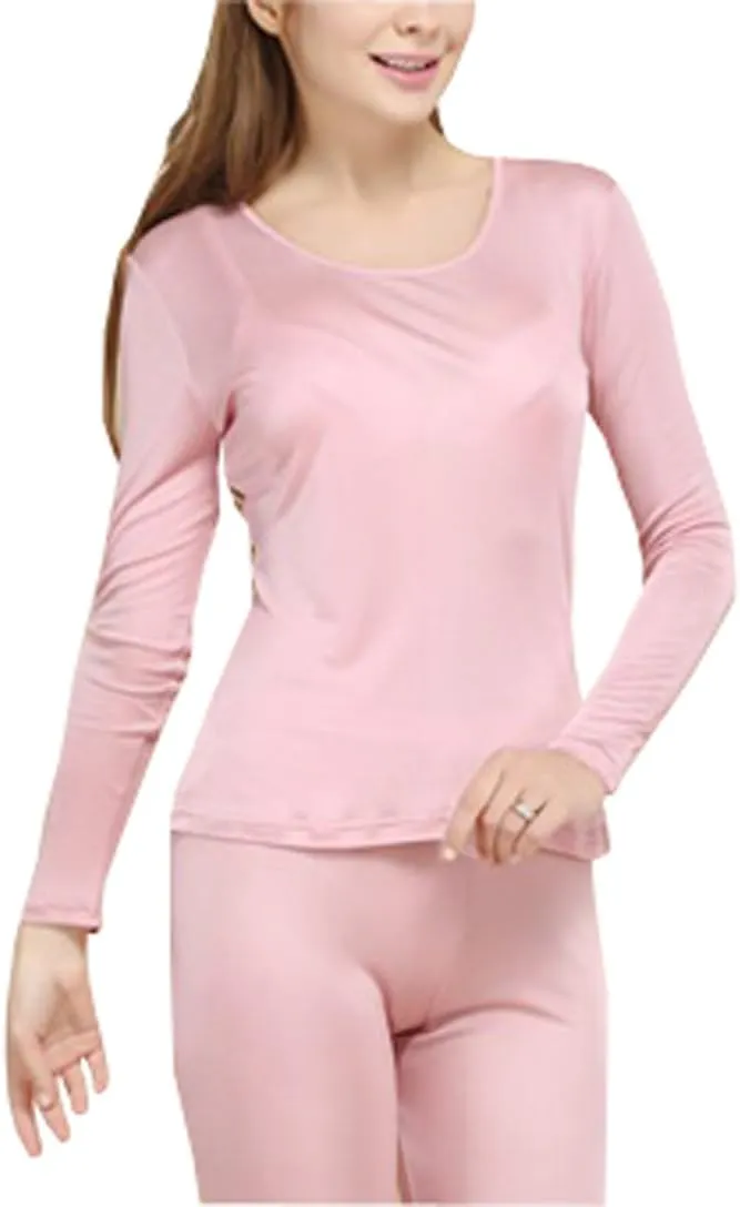 Grenasasilk Womens Silk Long Underwear Mulberry Silk Long Johns Silk Thermal Underwear Sets Cold Weather Base Layer