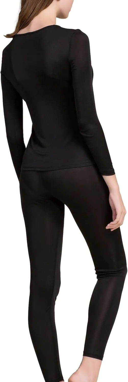 Grenasasilk Womens Silk Long Underwear Mulberry Silk Long Johns Silk Thermal Underwear Sets Cold Weather Base Layer