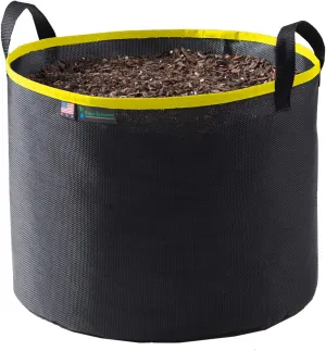 Grow Bag 10 Gallon, Planting Pots - Colorful Plant Grow Bags Pots Gardening Vegetable - Air Pruning Mesh Fabric Plant Container - (Black/Yellow)