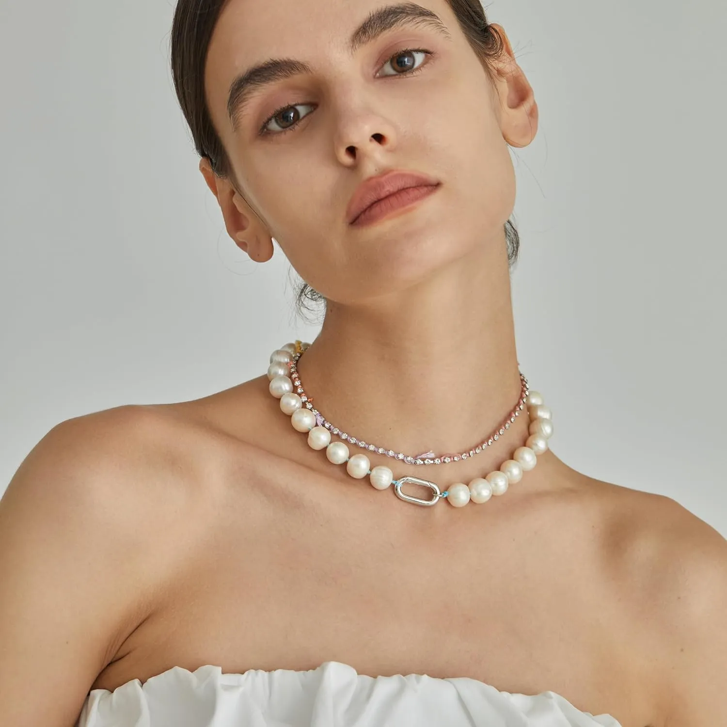 Hand-Knotted Freshwater Pearl Necklace with Silk Thread - 15 Inch