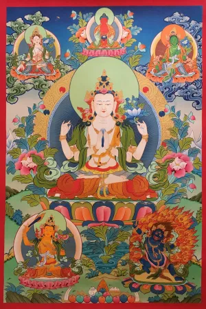 Hand Painted Chenrezig Thangka