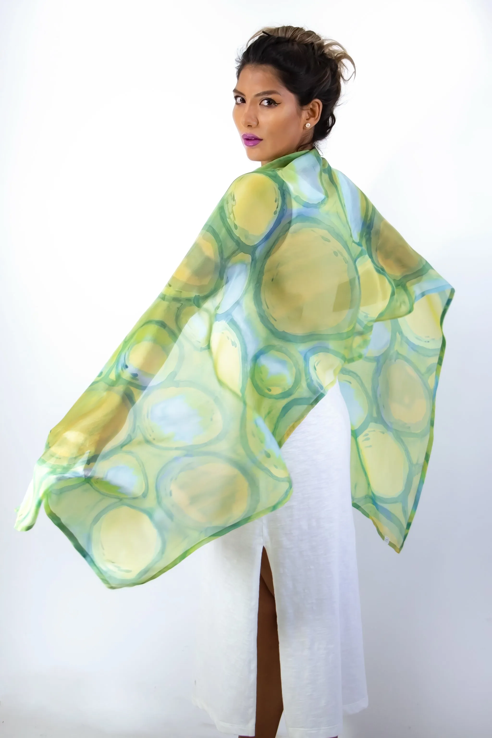 Hand Painted Silk Scarf -Olio