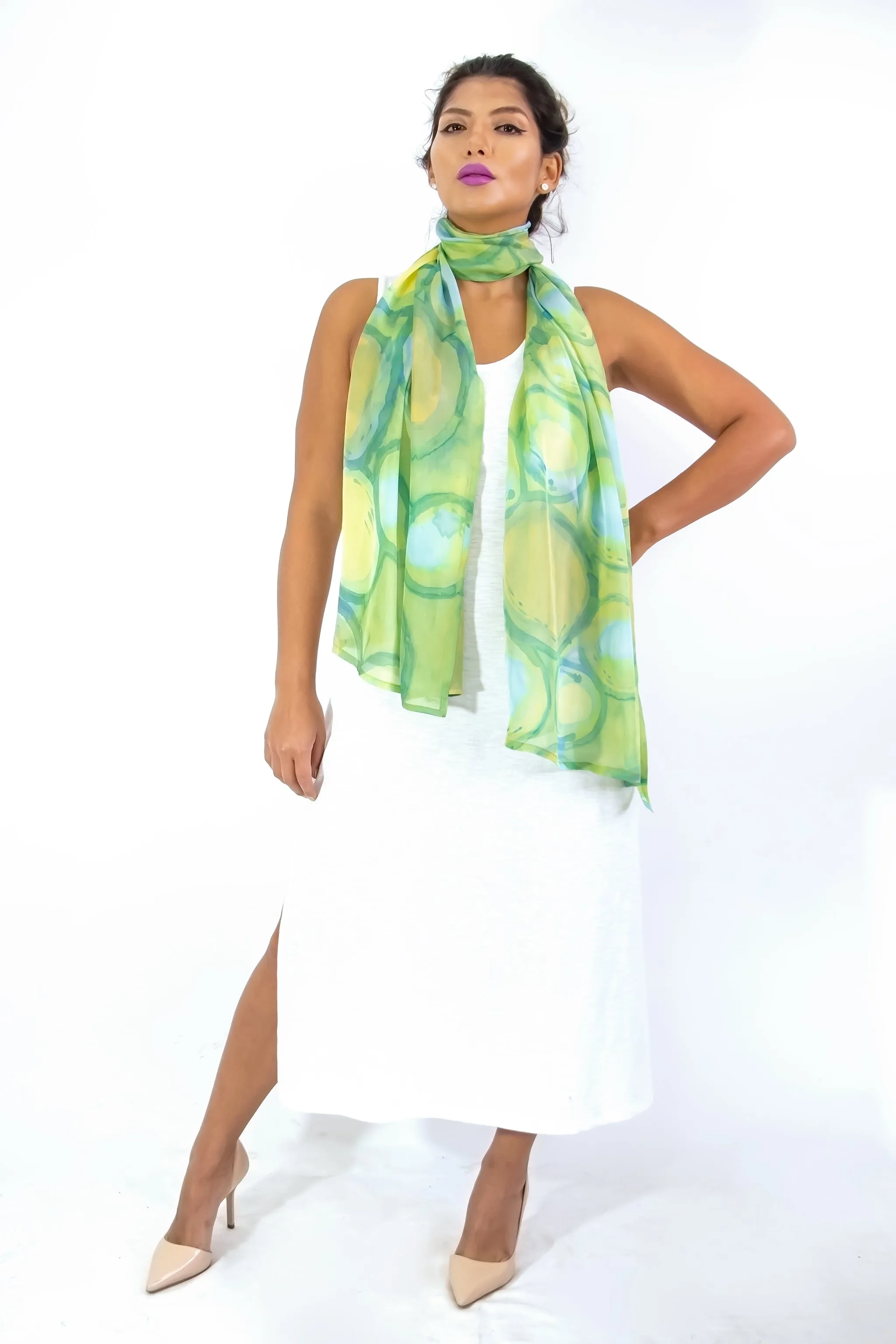 Hand Painted Silk Scarf -Olio