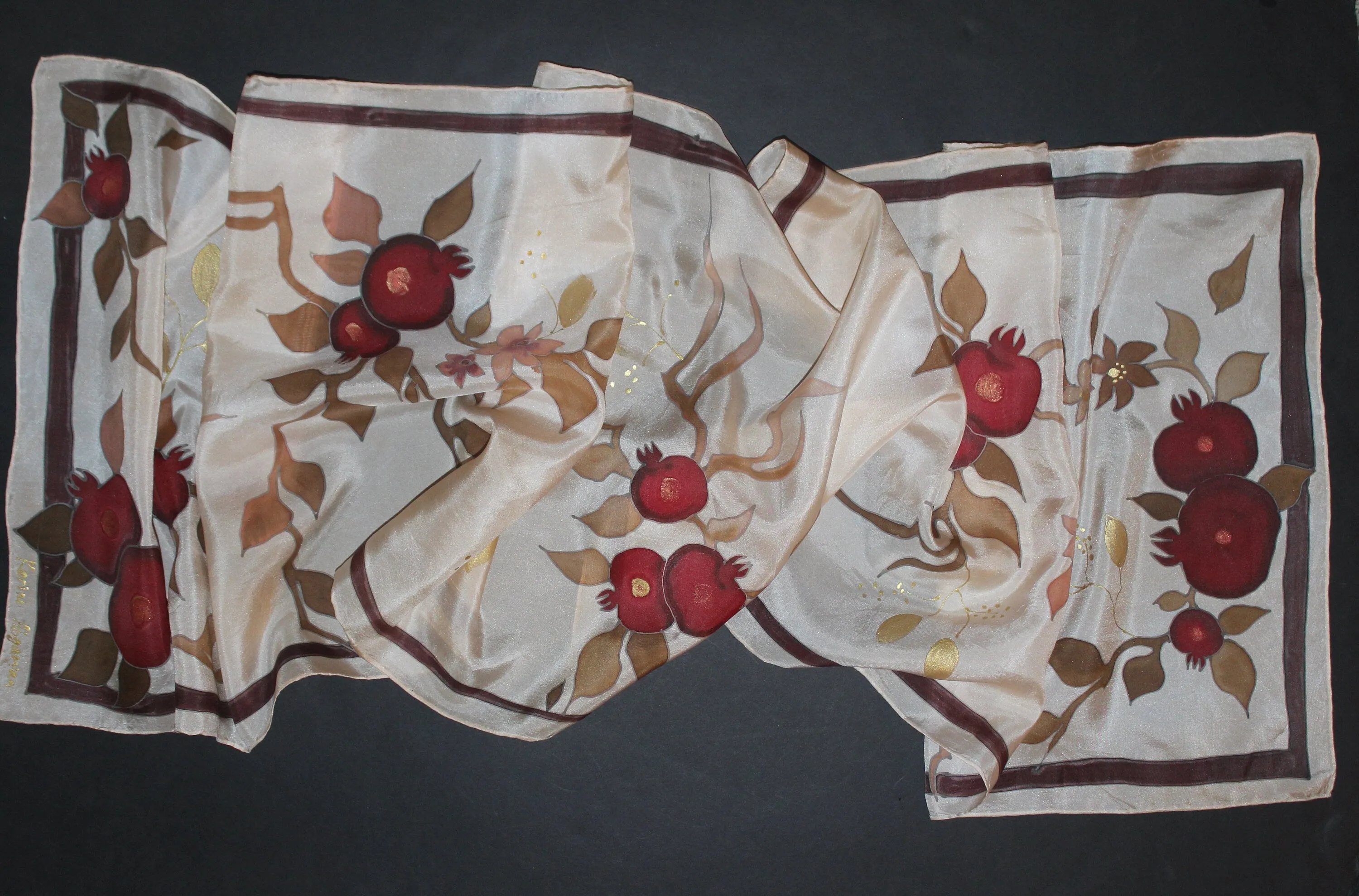 Hand painted silk scarf