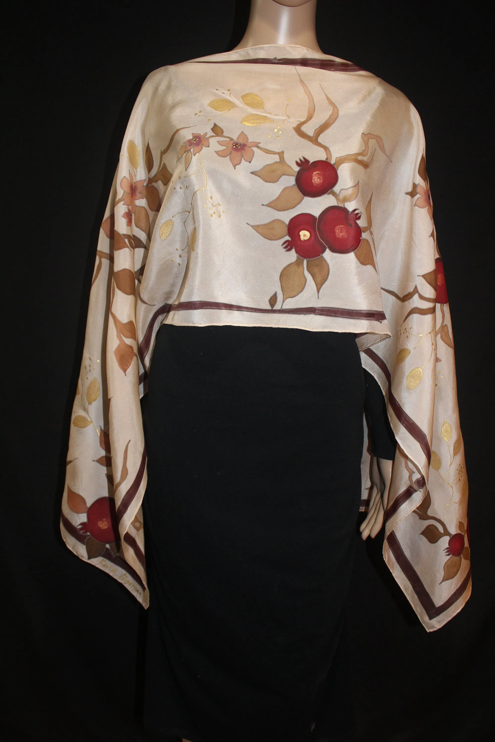 Hand painted silk scarf