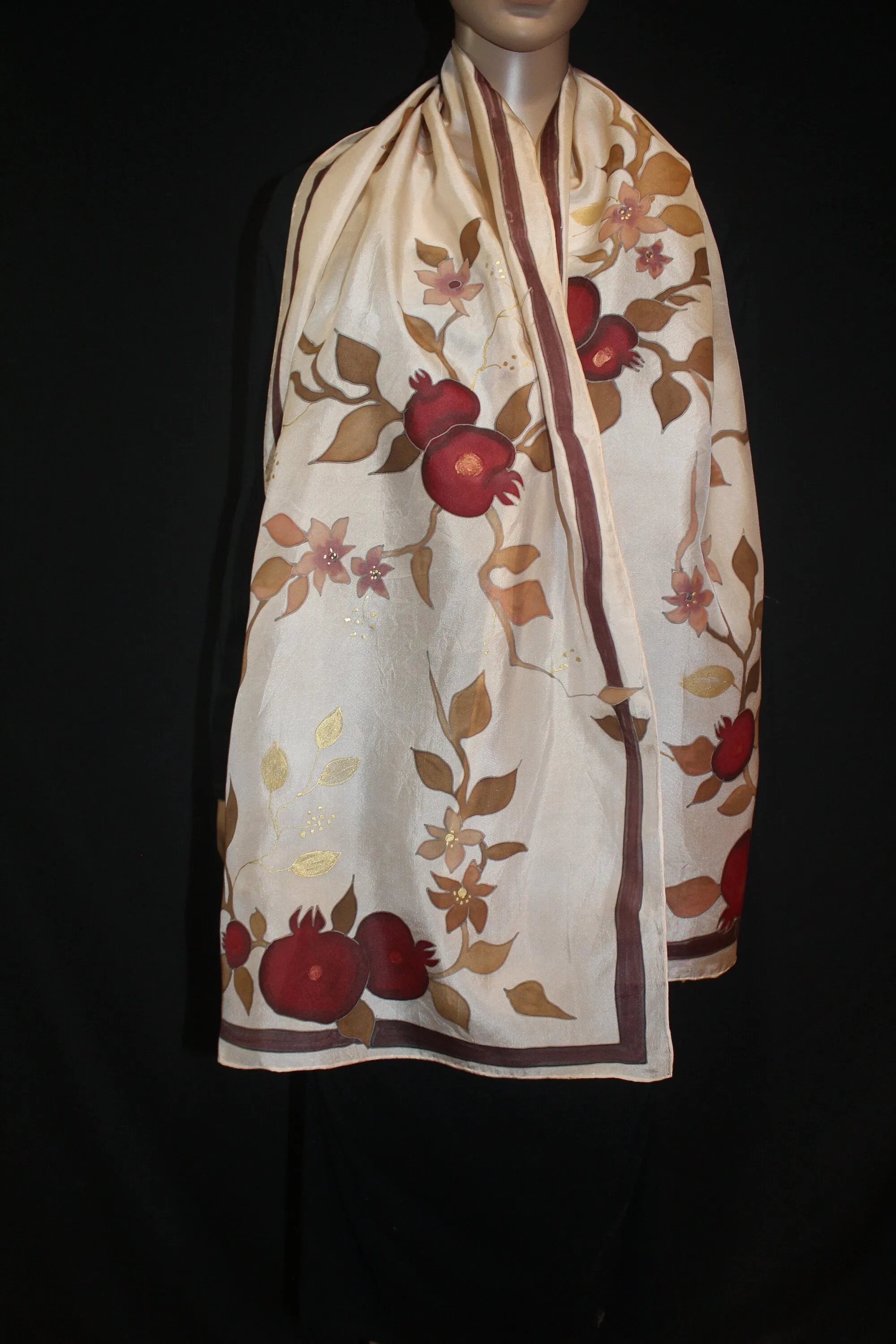 Hand painted silk scarf