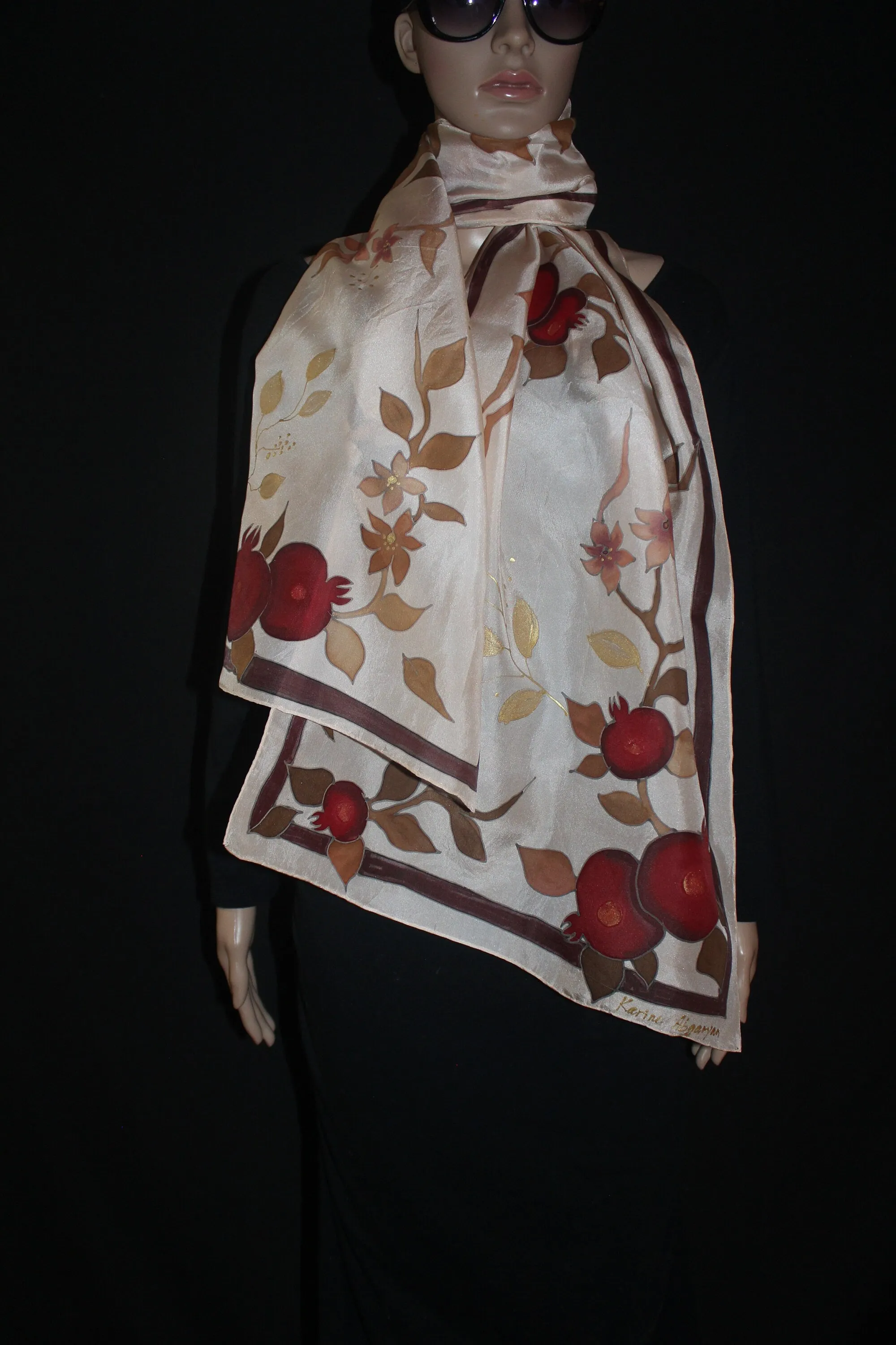 Hand painted silk scarf