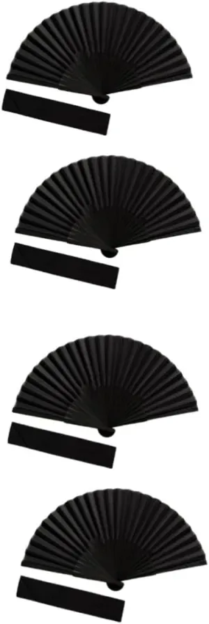 Happyyami 2 Sets Black Silk Handheld Fans for Women Chinese Style Folding Dance Accessories with Storage Bag present for Festivals and Cultural Events