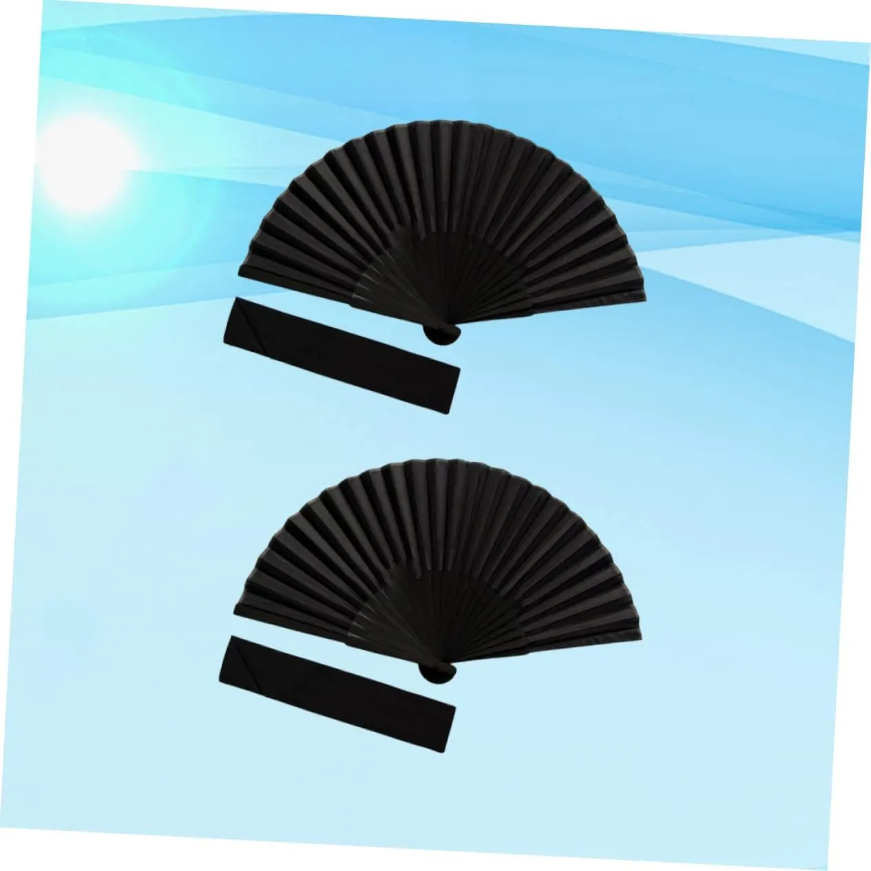 Happyyami 2 Sets Black Silk Handheld Fans for Women Chinese Style Folding Dance Accessories with Storage Bag present for Festivals and Cultural Events