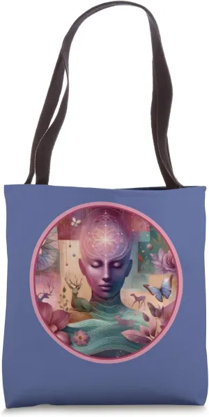 Harmonious Mind & Nature - Collage Serene Spiritual Artwork Tote Bag
