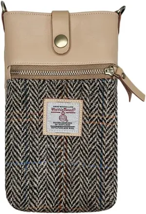 Harris Tweed Small Crossbody Bags for Women Designer Cell Phone Bag Wallet Purses Adjustable Strap With Zipper