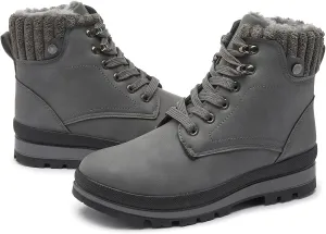 hash bubbie Women's White Combat Boots Black Platform Boots Non Slip Waterproof Ankle Boots Fall Winter Hiking Boots Fuzzy Snow Boots for women with Zipper