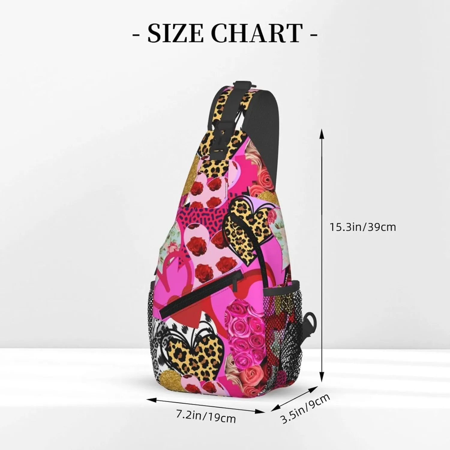 Heart Collage Happy Valentine'S Day Chest Sling Bag Crossbody Shoulder Backpack Bag Gym Cycling Daypack Travel Hiking Cross Bag