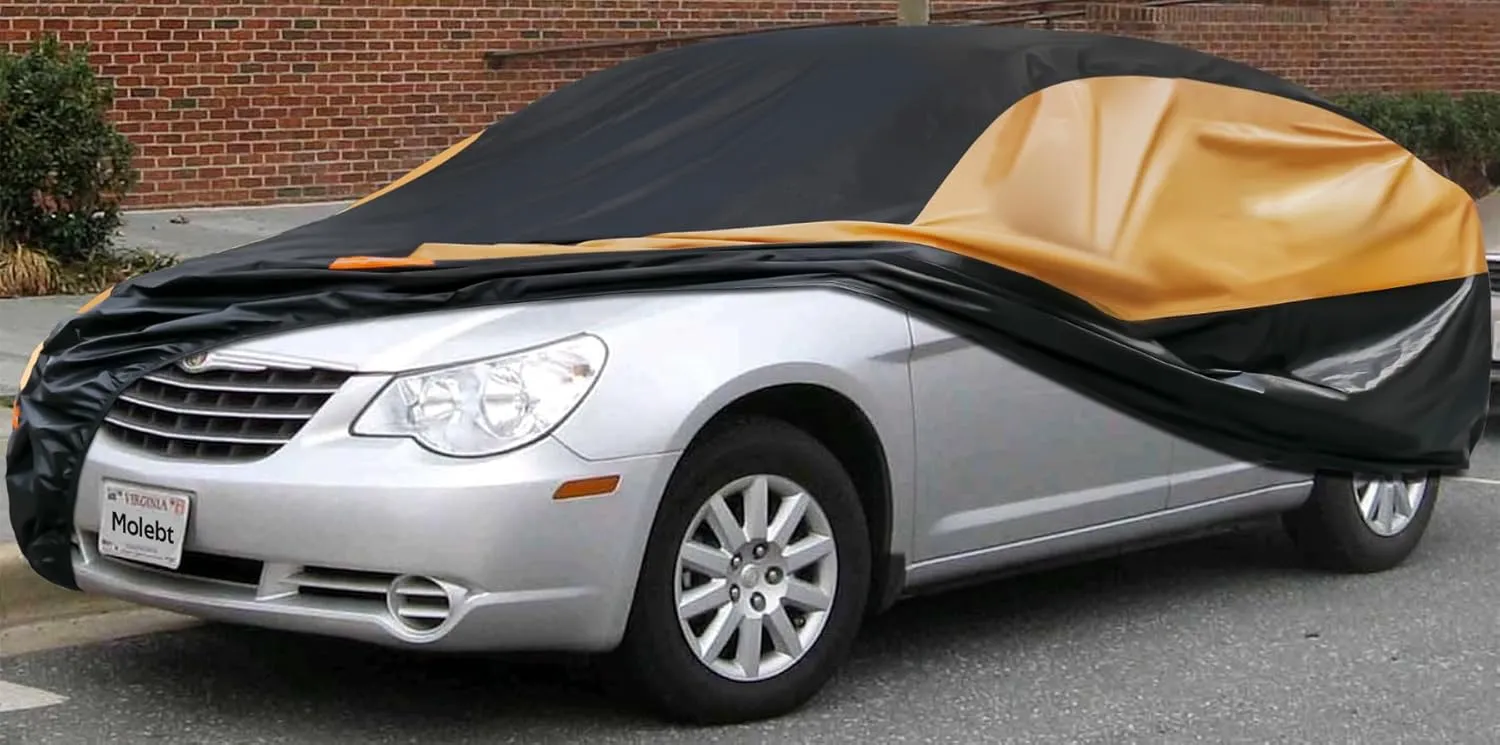 Heavy Duty Coupe Car Cover Custom Fit Chrysler Sebring (1994-2010), Car Covers for Automobiles Waterproof All Weather, Outdoor Full Exterior Covers with Cotton Lining. Black